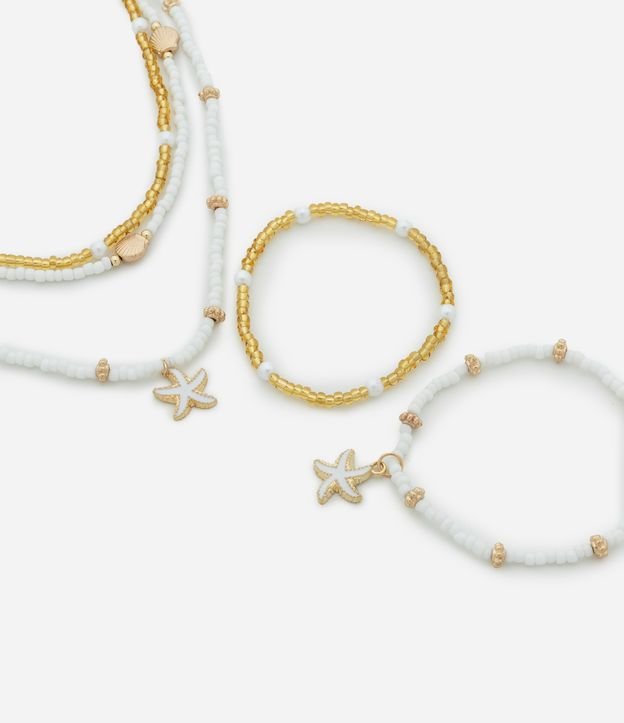 Kit 02 Colar e Pulseiras Infantis com Pingente de Estrela do Mar