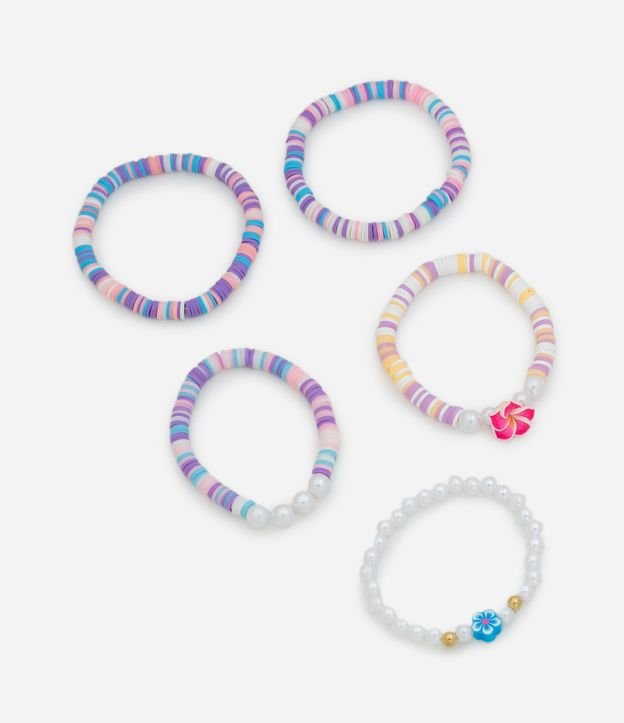 Kit 05 Pulseiras Infantis com Pingente de Flor
único