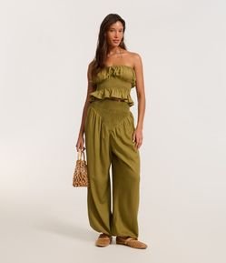 Calça Aladim em Viscolinho com Cós Largo em V