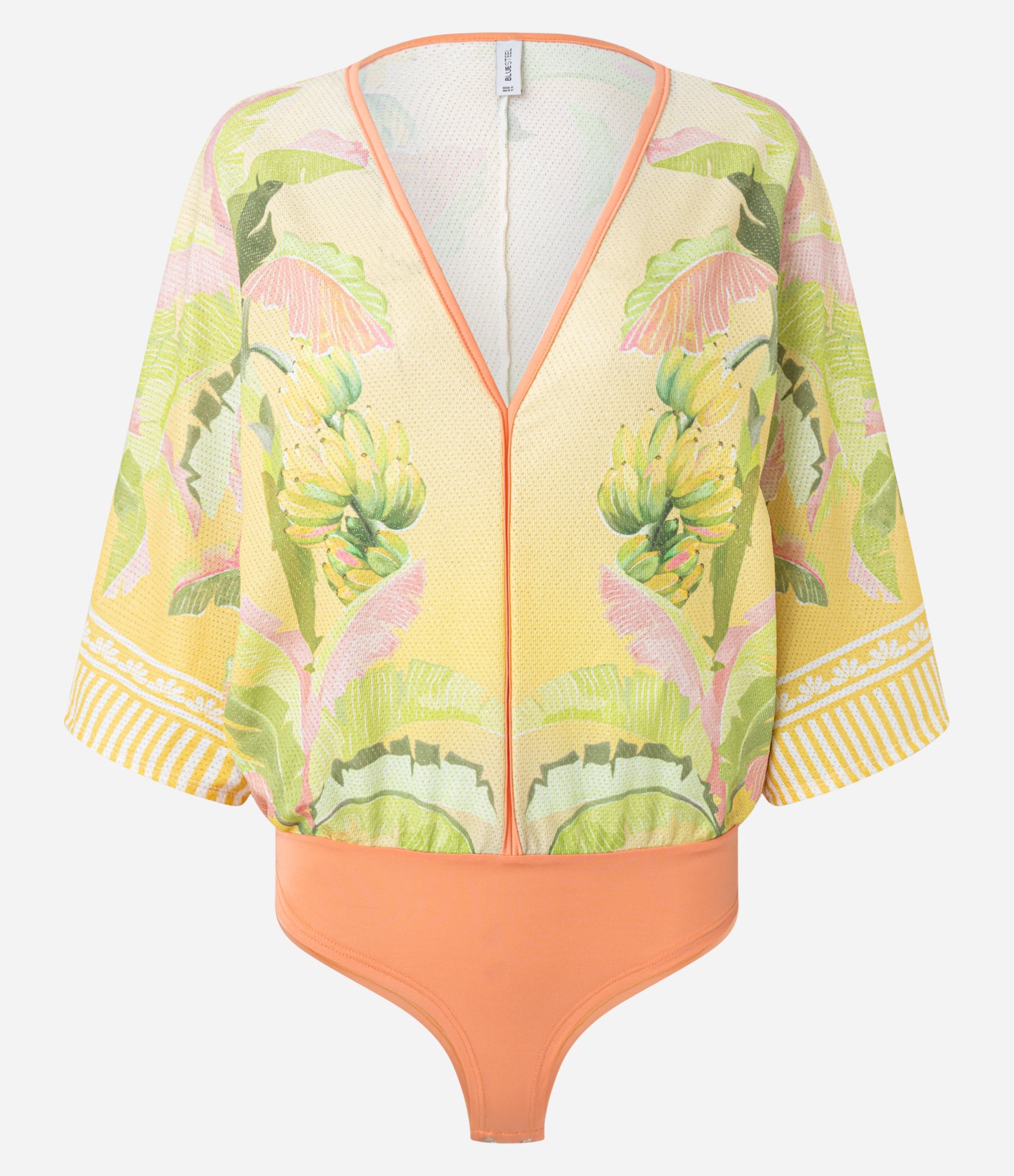 Body com Fio Metalizado e Estampa Tropical Amarelo 4