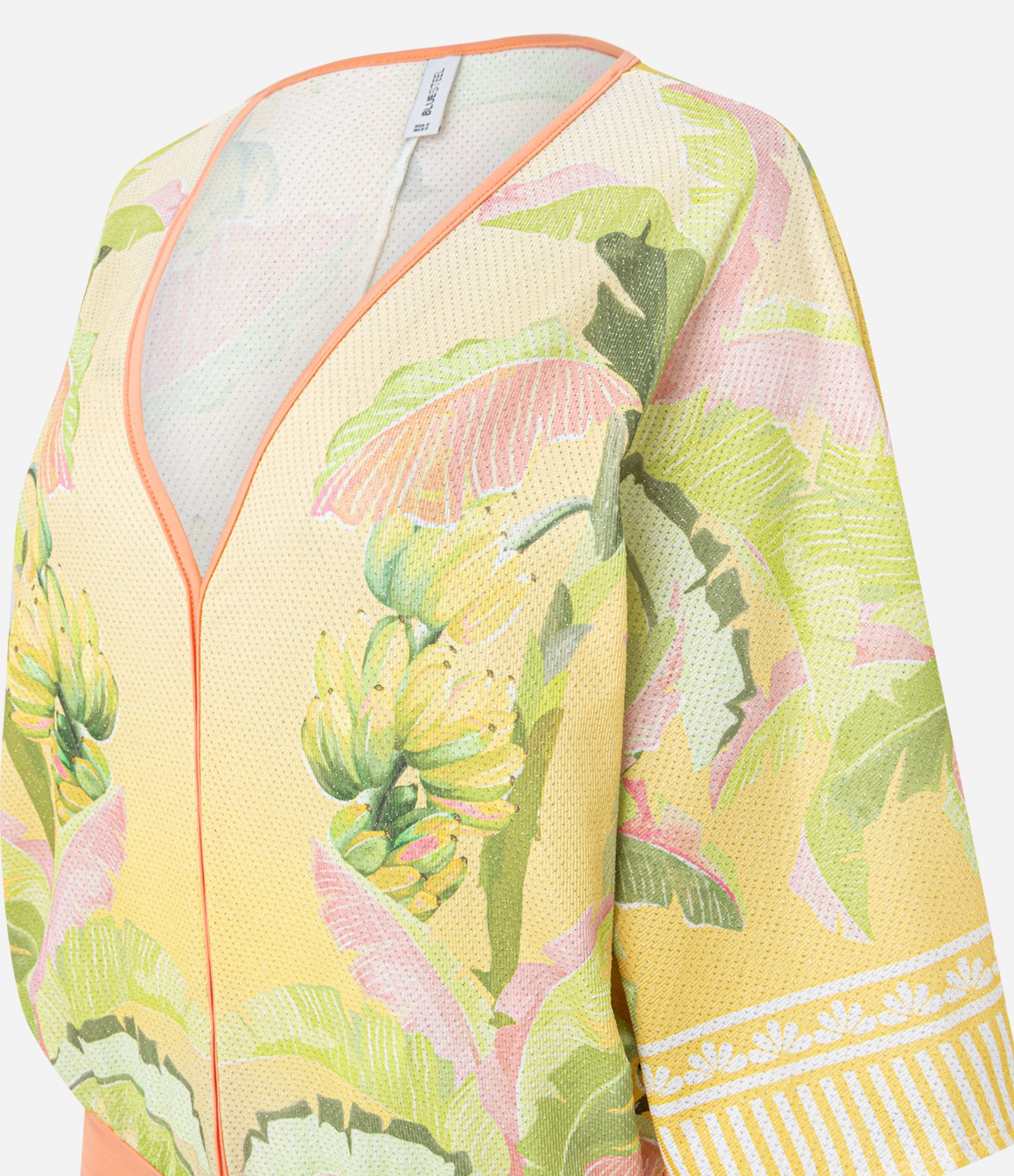 Body com Fio Metalizado e Estampa Tropical Amarelo 5