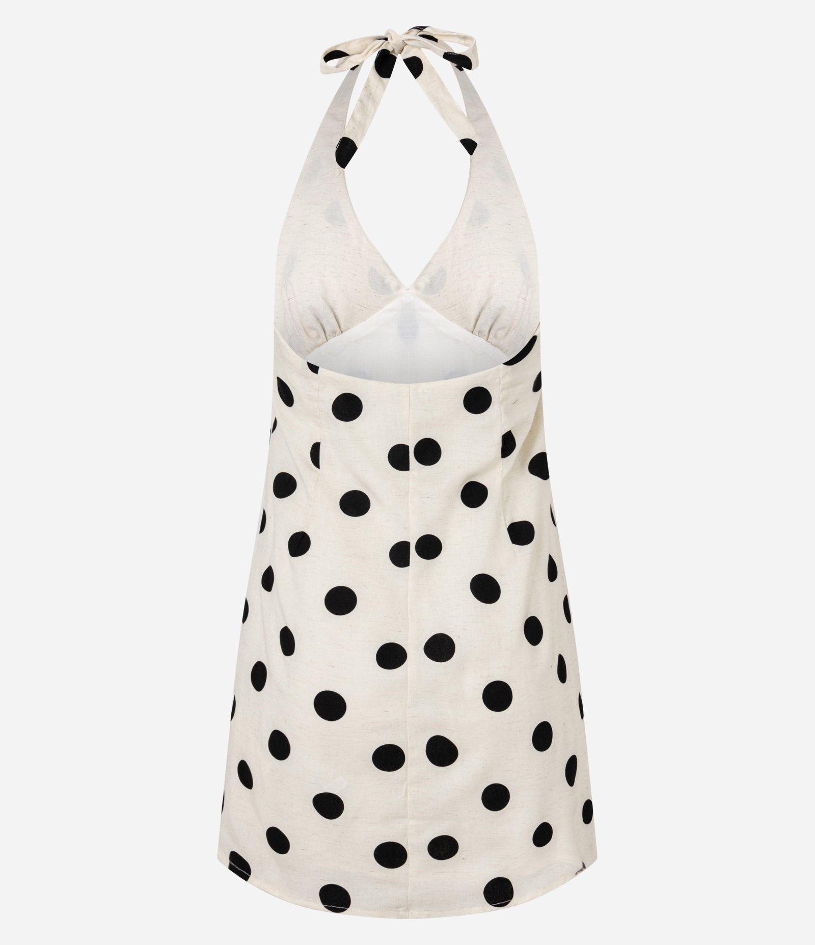 Vestido Curto Frente Única em Viscolinho com Estampa Poá Off White 6