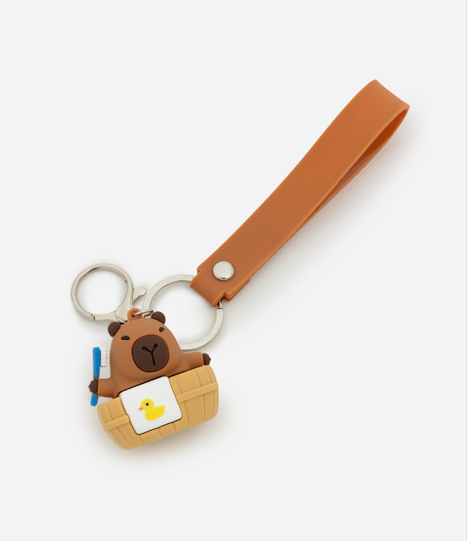 Chaveiro Infantil de Plástico Capivara na Banheira - Tam Único Marrom 3