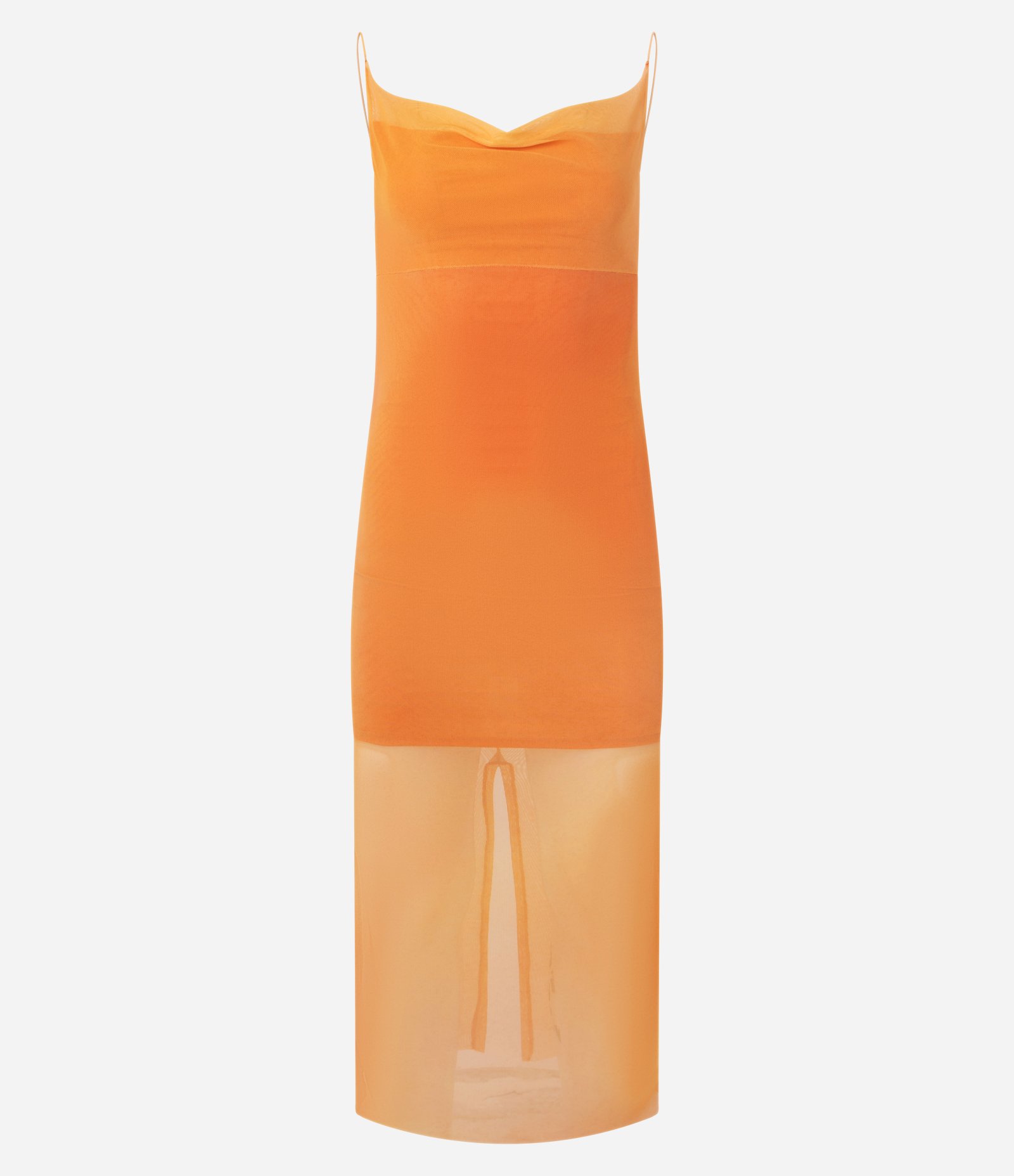 Vestido Midi em Tule com Decote Degage Laranja 5
