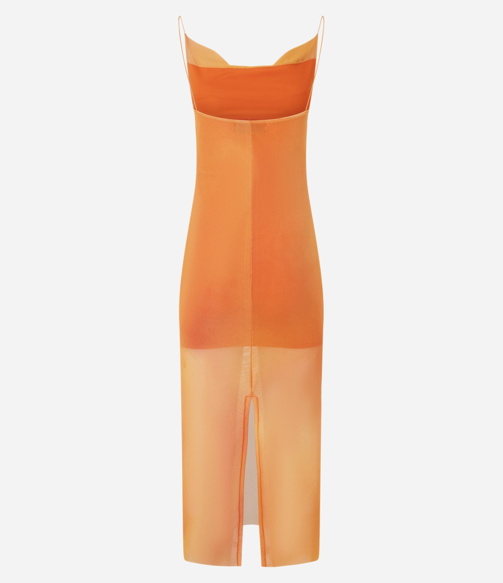 Vestido Midi em Tule com Decote Degage Laranja 6
