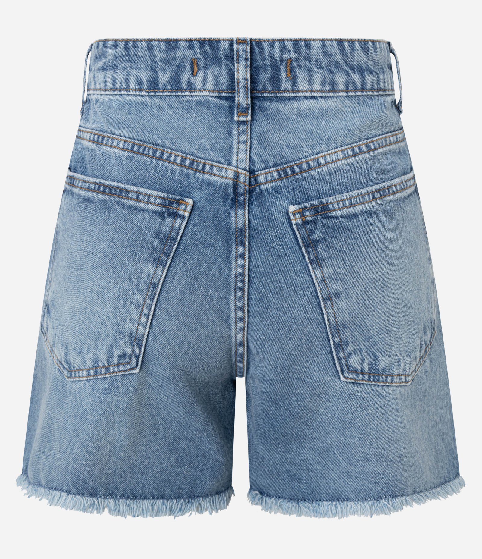 Short Jeans Reto com Cós Deslocado e Barra Desfiada Azul 6