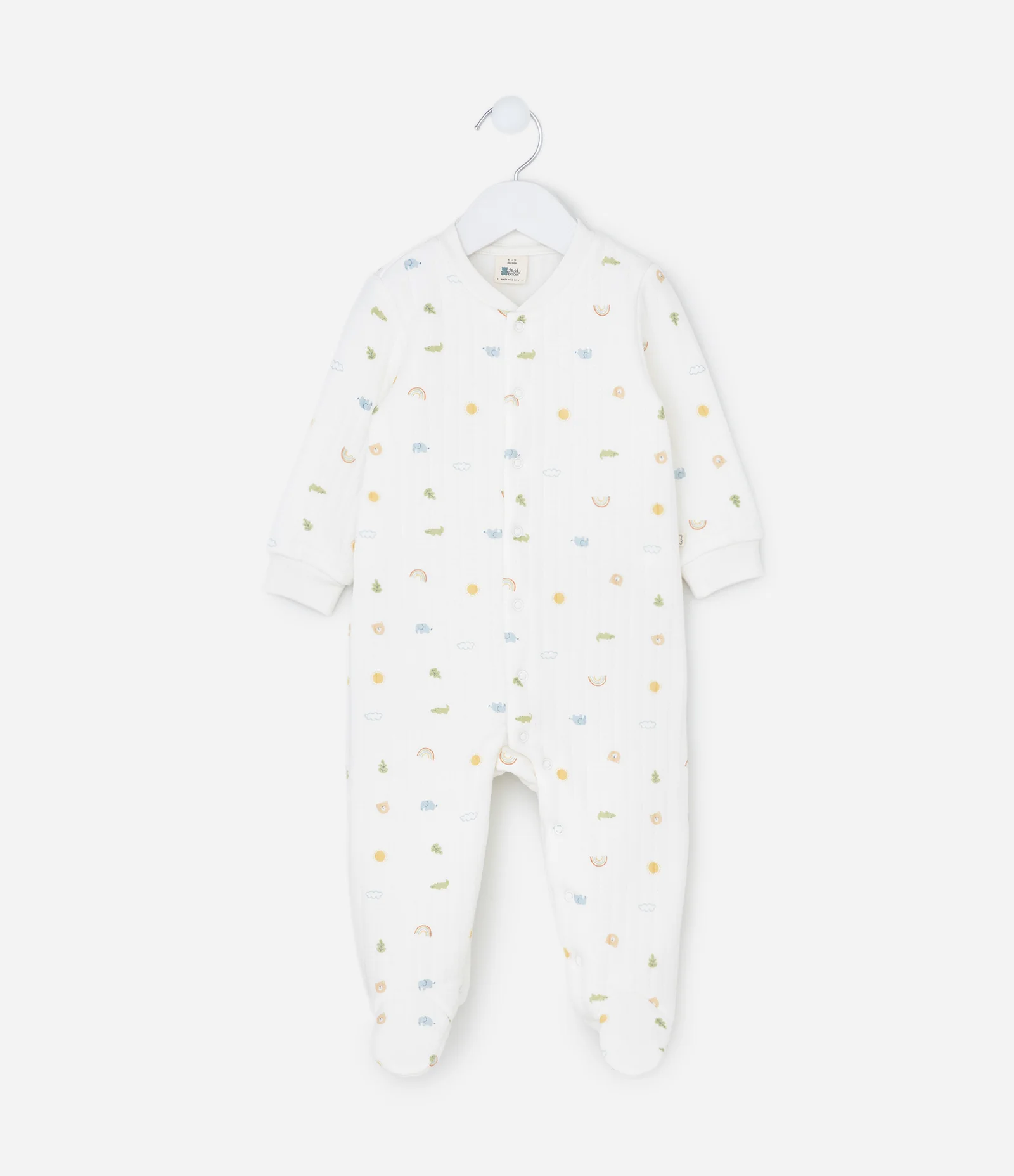 Macacão Infantil em Matelassê com Estampa Mini Icons – Tam RN a 18 Meses Branco 1