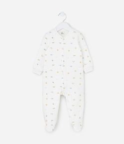 Macacão Infantil em Matelassê com Estampa Mini Icons – Tam RN a 18 Meses