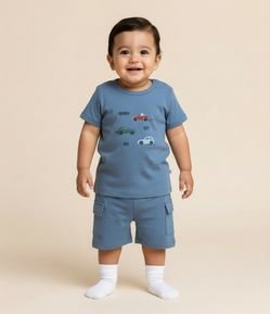 Conjunto Infantil Modal com Bordado de Carros – Tam 0 a 18 Meses
