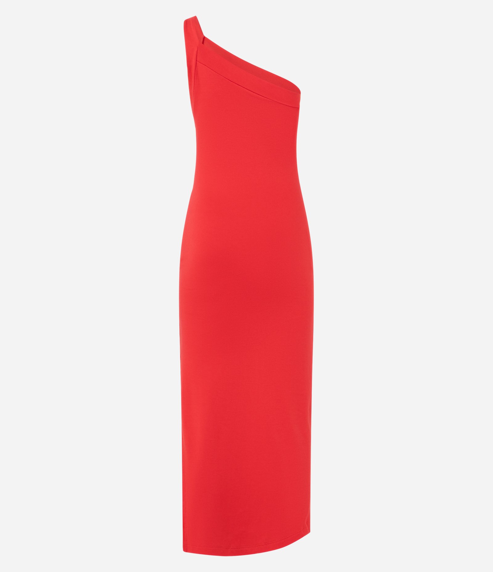 Vestido Long Midi com Ombro Só e Pregas Laterais Vermelho 7