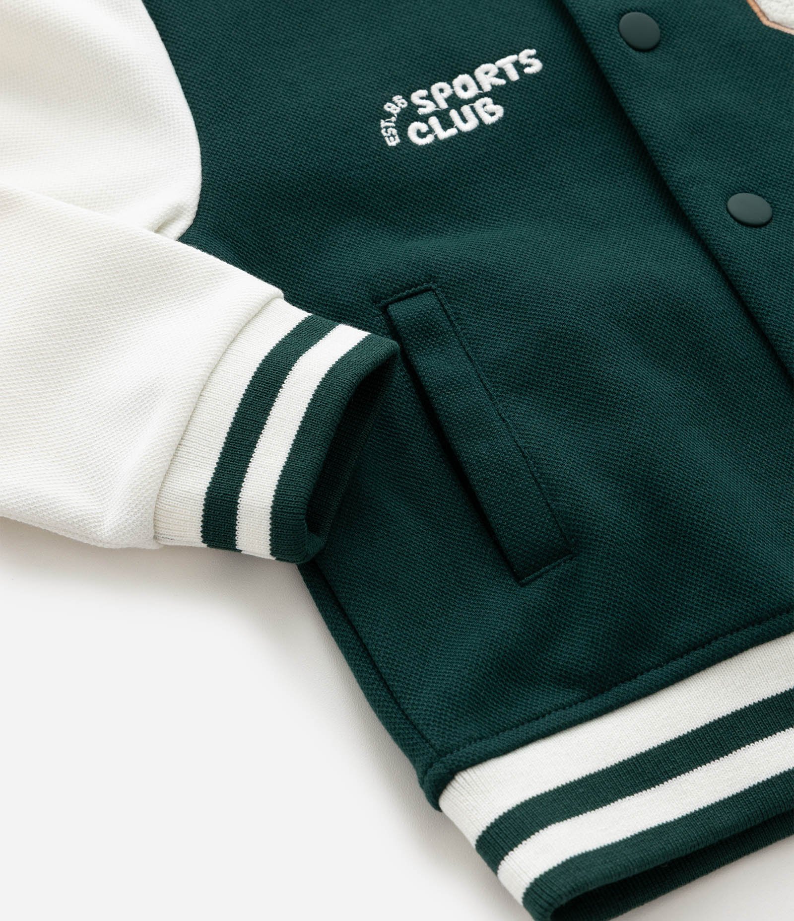 Jaqueta Infantil Bomber Em Moletom Com Bordado College - Tam 1 A 6 Anos Verde 8