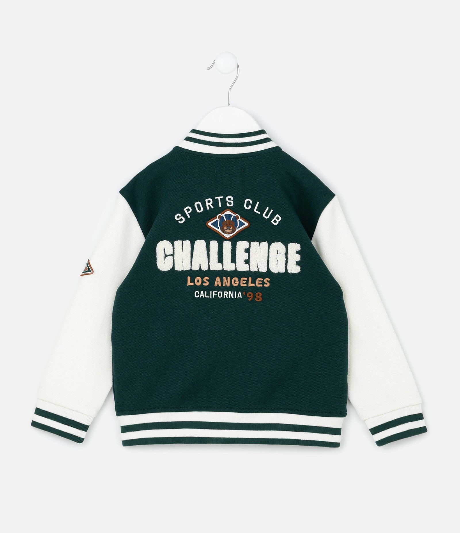 Jaqueta Infantil Bomber Em Moletom Com Bordado College - Tam 1 A 6 Anos Verde 2