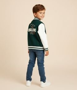 Jaqueta Infantil Bomber Em Moletom Com Bordado College - Tam 1 A 6 Anos