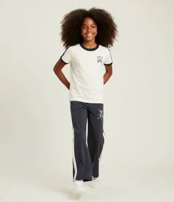 Calça Infantil Wide com Stitch e Abertura Lateral – Tam 5 a 14 Anos