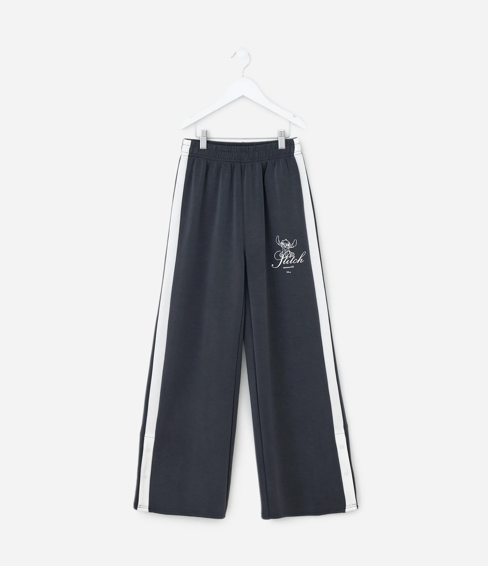 Calça Infantil Wide com Stitch e Abertura Lateral – Tam 5 a 14 Anos Cinza Escuro 2