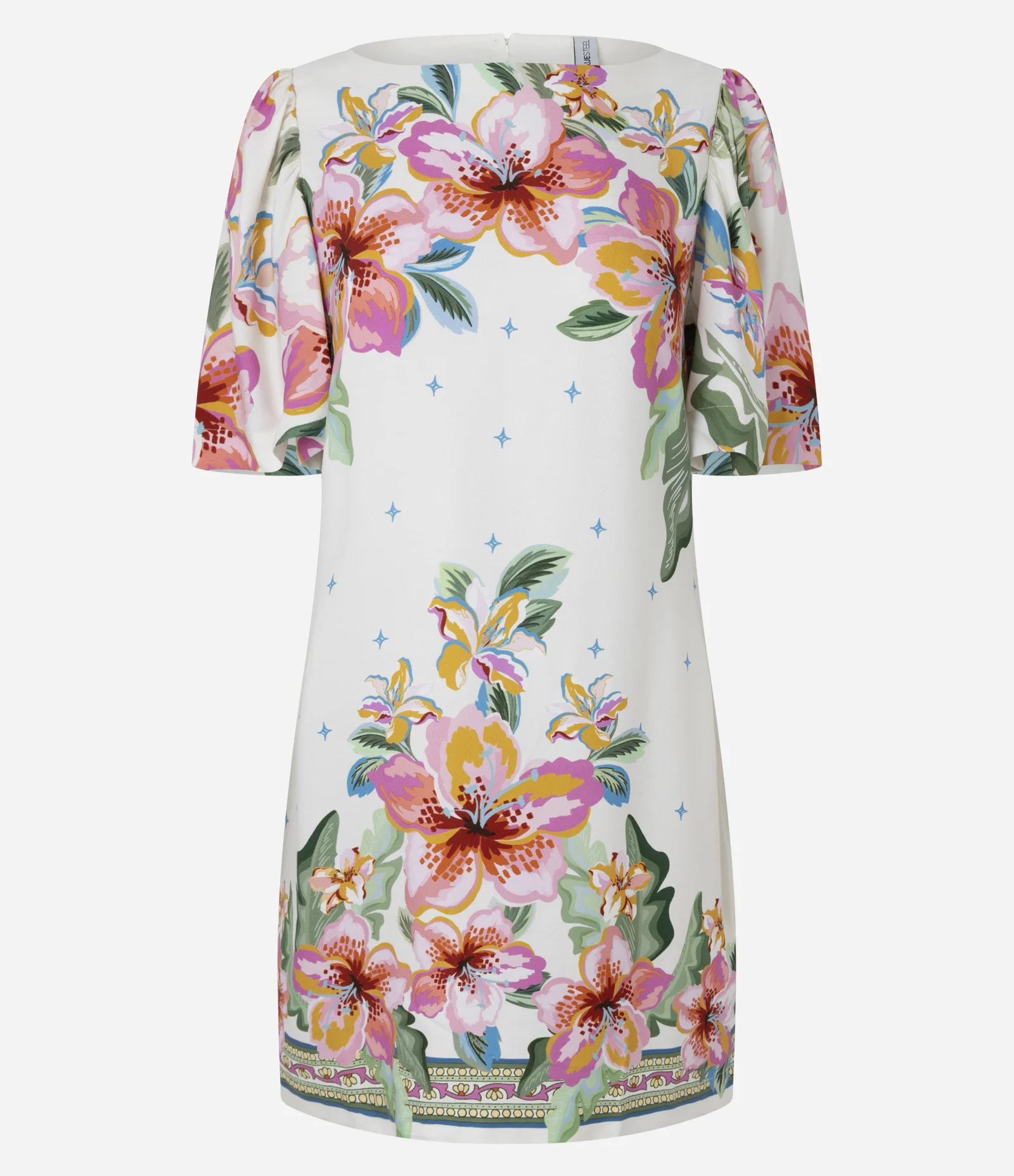 Vestido Curto com Estampa Floral e Abertura nas Costas Off White 1