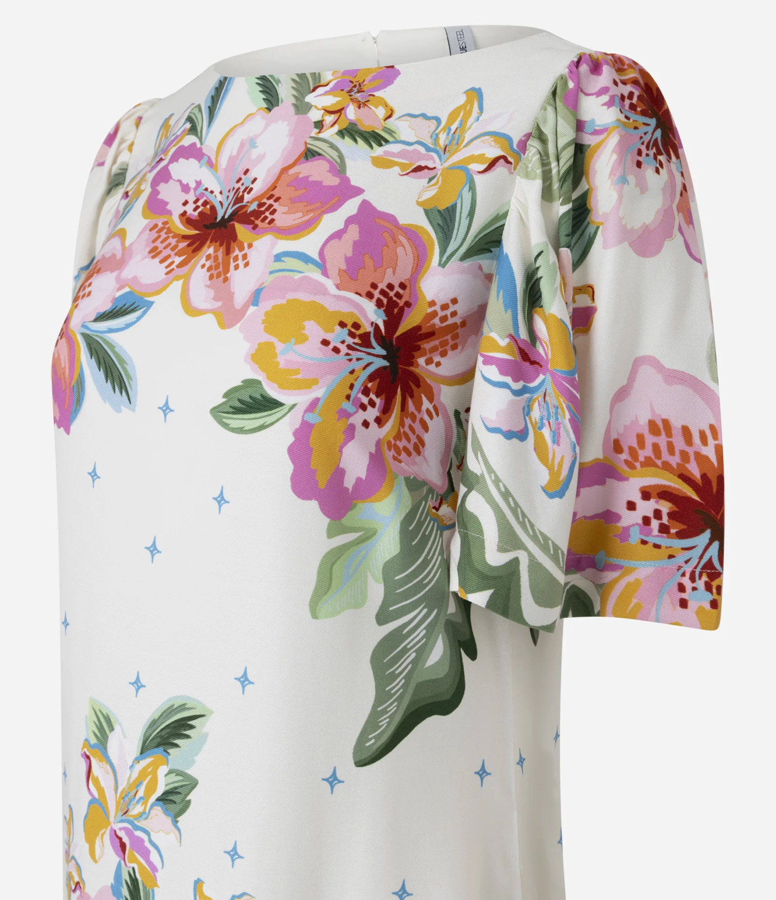 Vestido Curto com Estampa Floral e Abertura nas Costas Off White 2