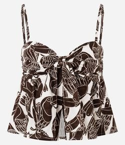 Blusa com Alças e Amarração Frontal Estampado