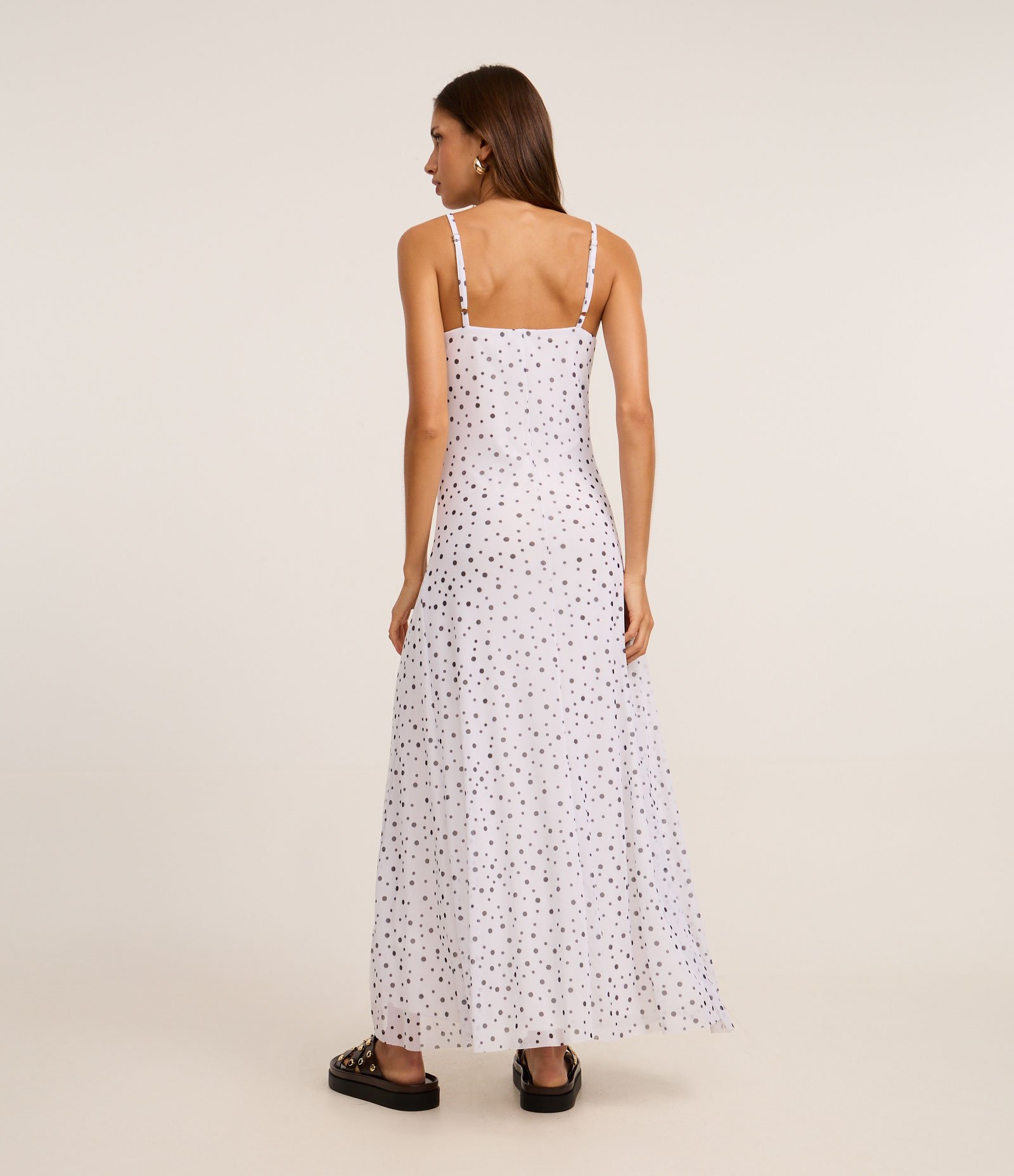 Vestido Midi em Tule com Estampa Poá Branco 4