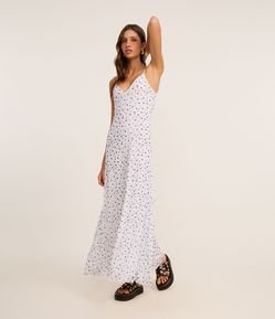 Vestido Midi em Tule com Estampa Poá