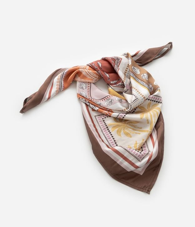 Lenço Quadrado em Cetim com Estampa Solaris