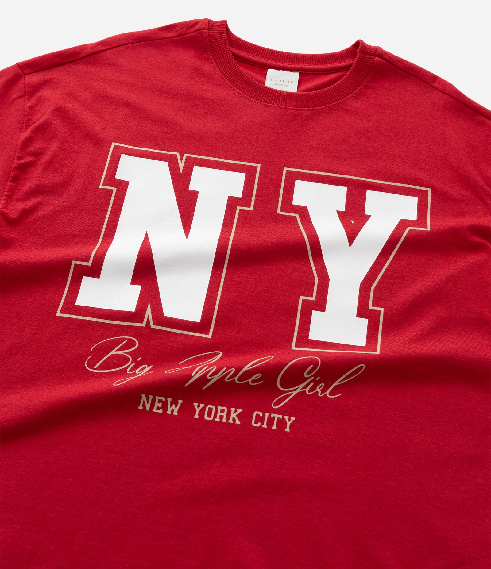 Camiseta Over Infantil com Estampa Lettering NY - Tam 7 a 16 Anos Vermelho 6