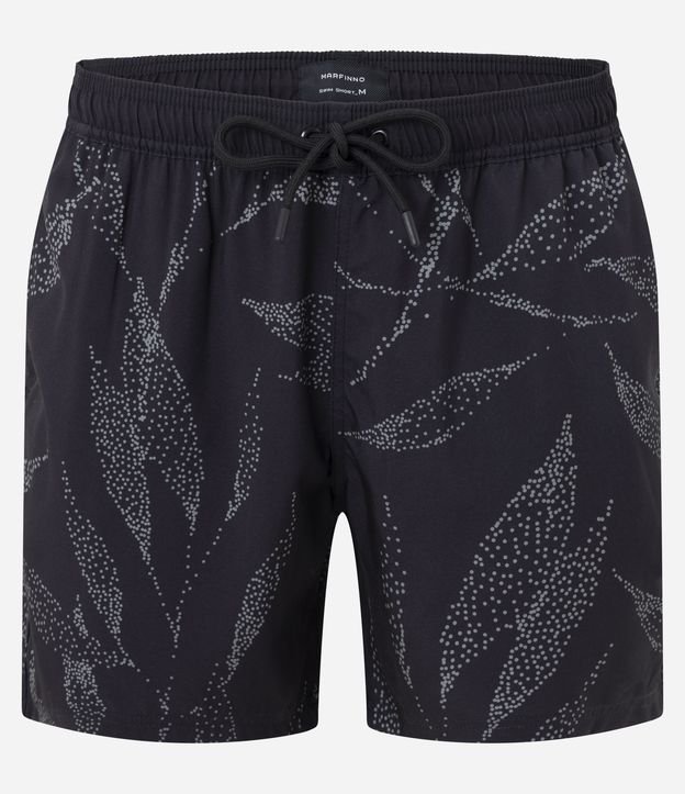 Bermuda de Banho em Microfibra com estampa de Folhagens Pontilhado