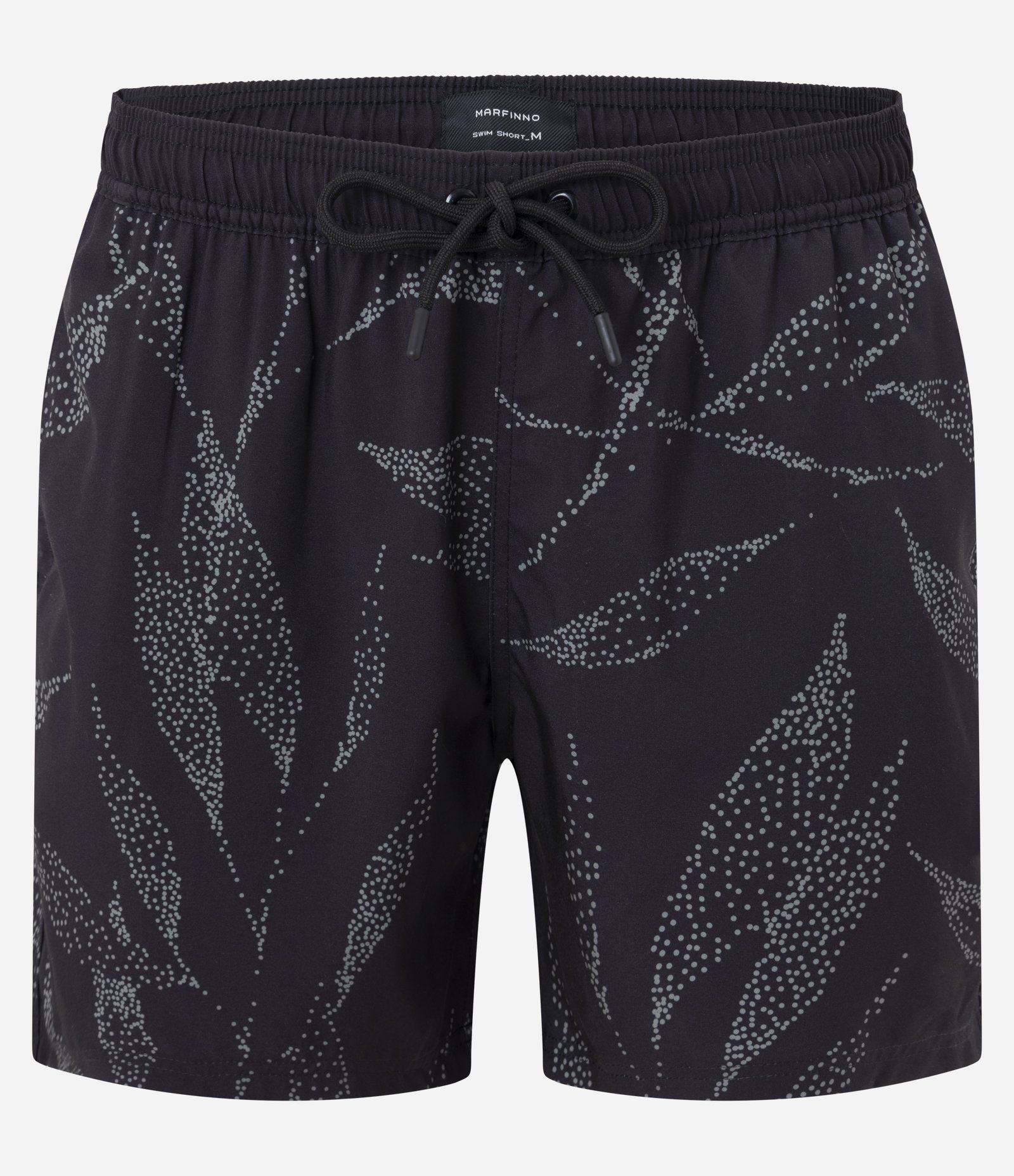 Bermuda de Banho em Microfibra com estampa de Folhagens Pontilhado Preto 1