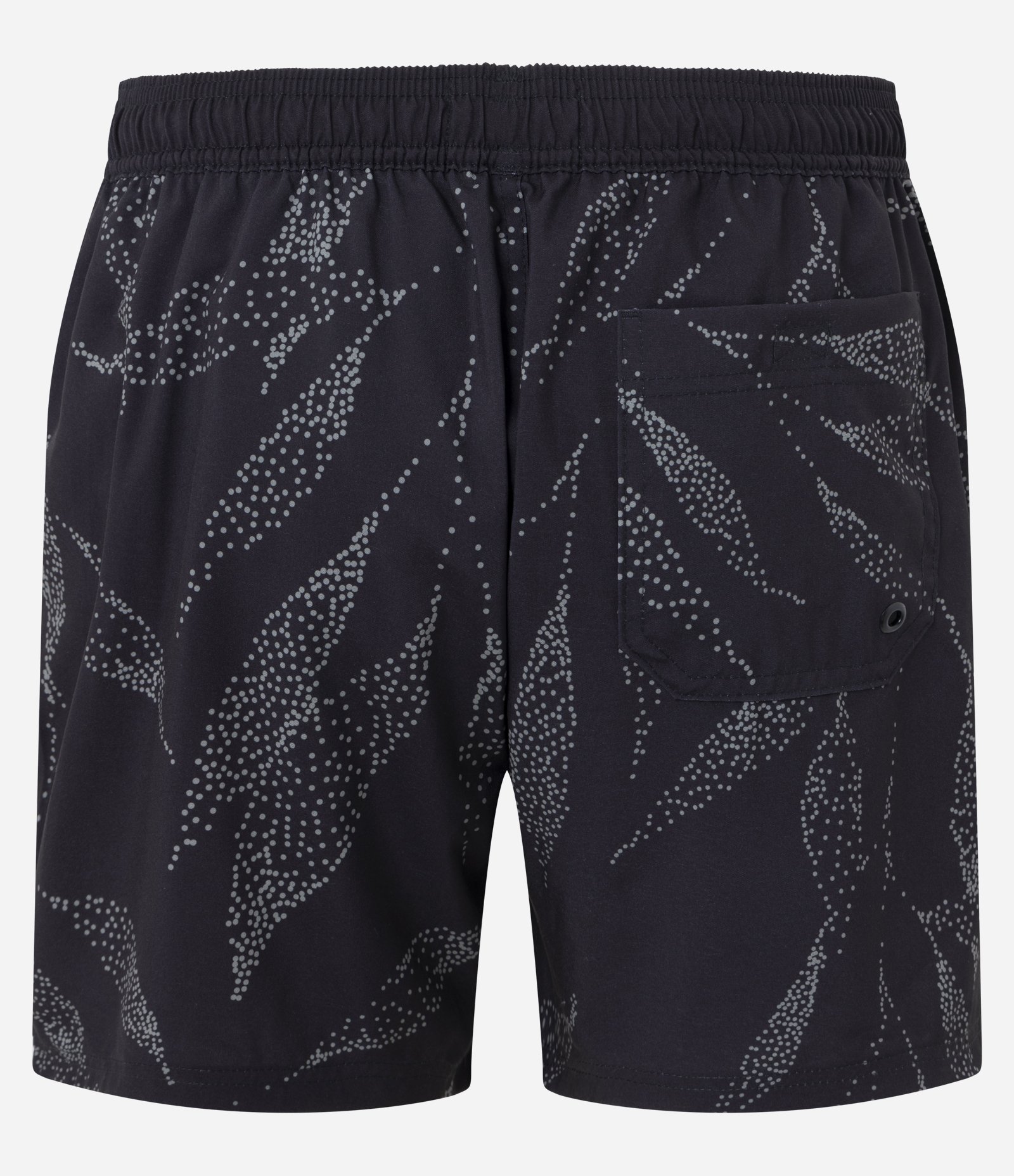 Bermuda de Banho em Microfibra com estampa de Folhagens Pontilhado Preto 2