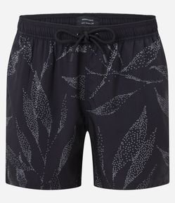 Bermuda de Banho em Microfibra com estampa de Folhagens Pontilhado