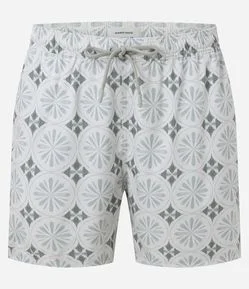 Bermuda de Banho em Microfibra com Estampa Azulejo