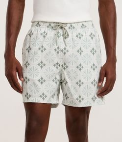 Bermuda de Banho em Microfibra com Estampa Azulejo