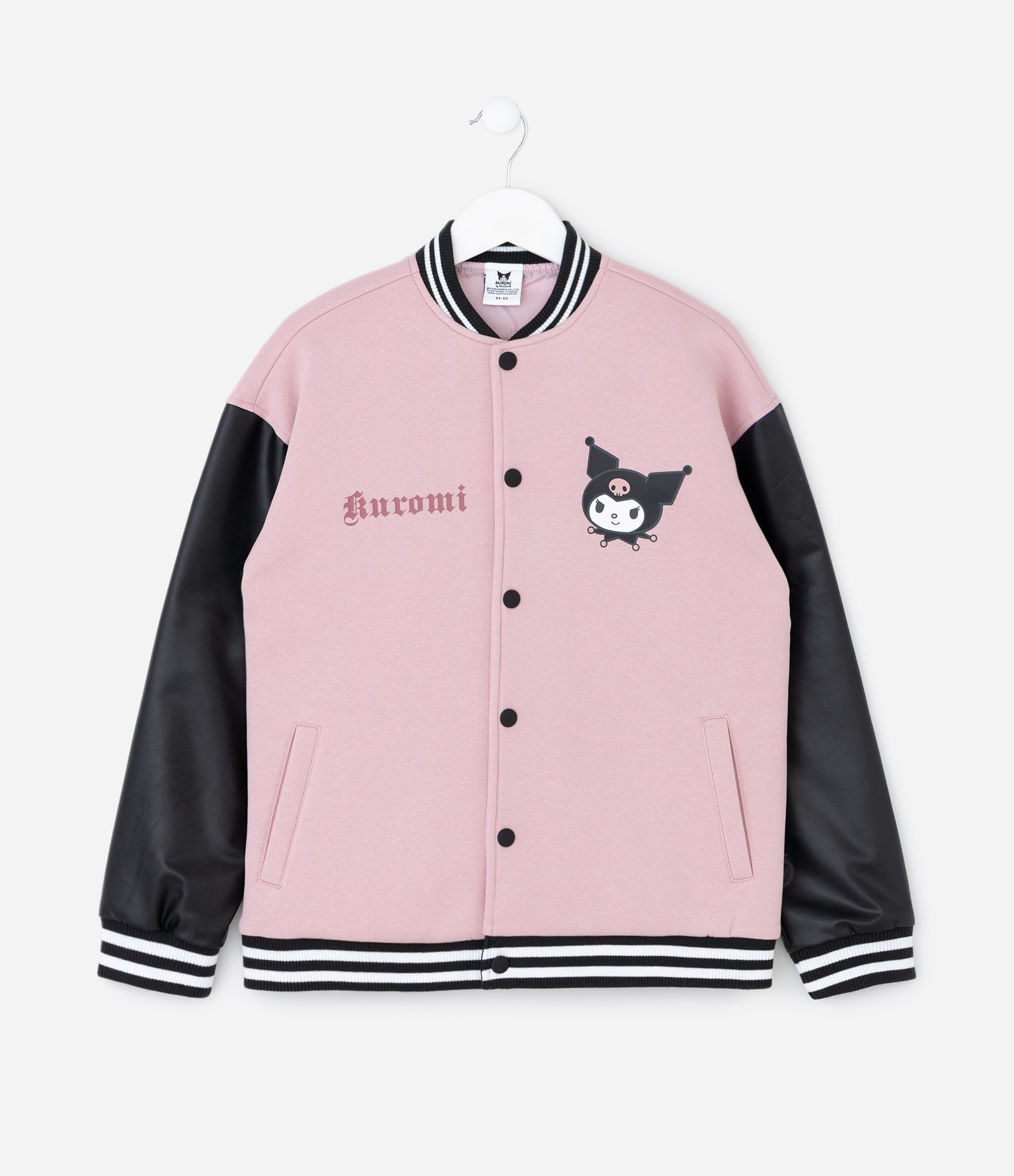 Jaqueta Infantil Bomber Varsity Kuromi – Tam 5 a 14 Anos Rosa/Preto 3