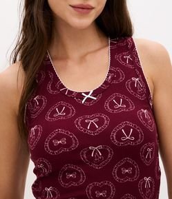 Pijama Short Doll em Ribana com Estampa de Laços