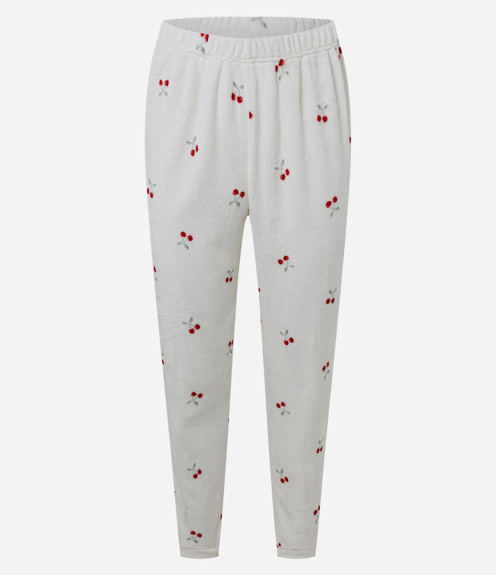 Pijama Longo em Fleece com Estampa de Cereja Branco 7