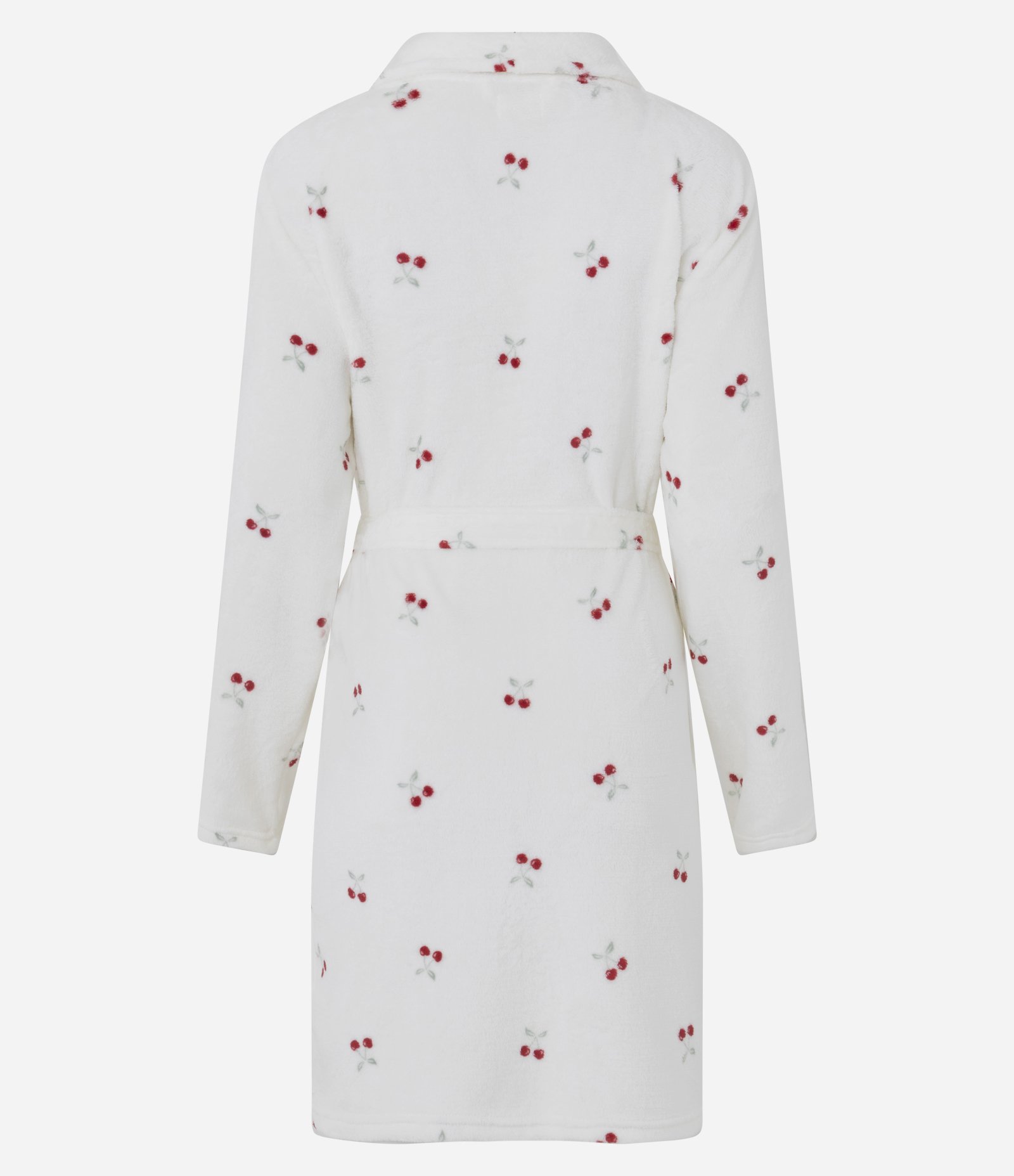 Robe Regular em Fleece com Estampa de Cerejas Branco 6