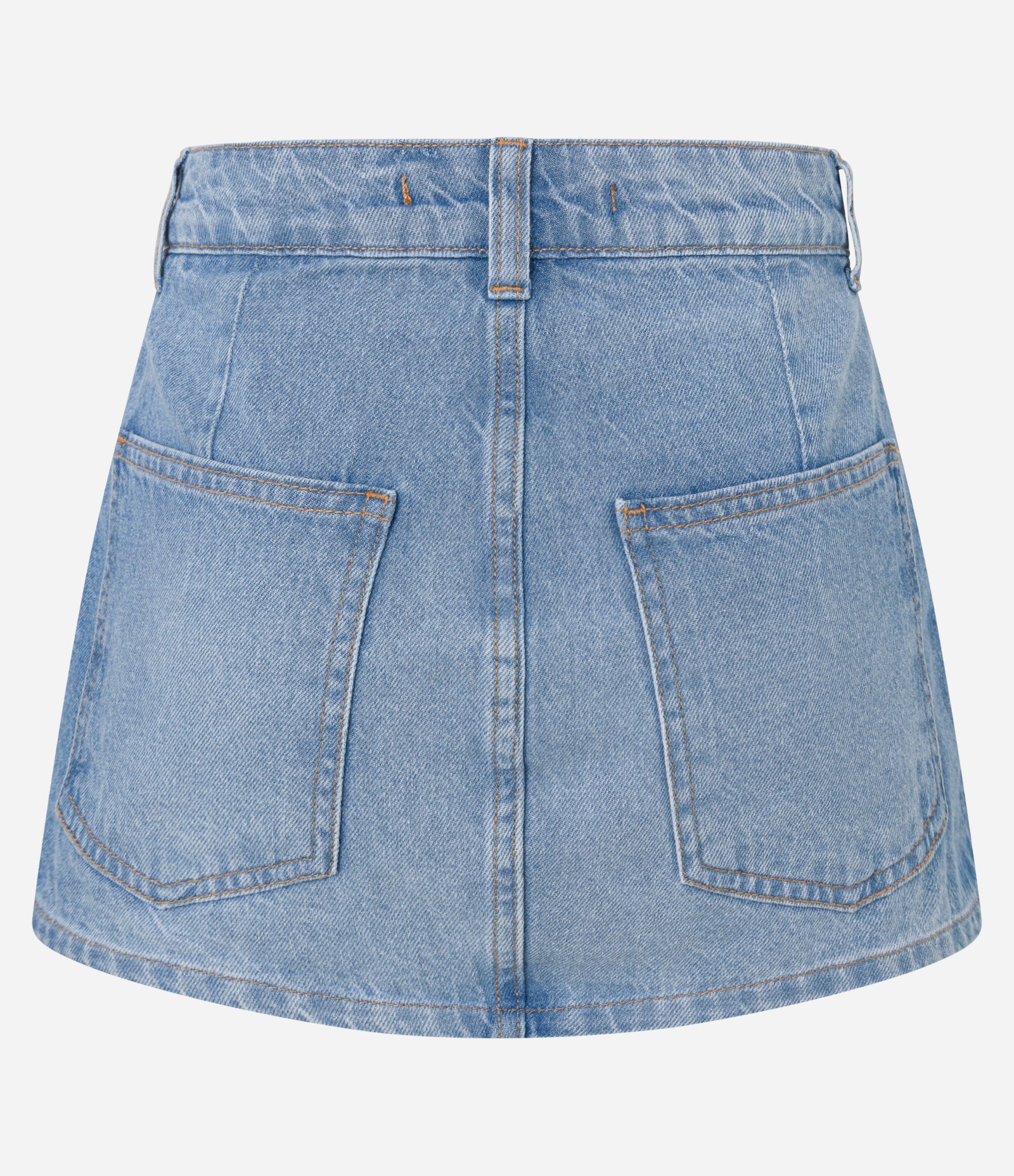 Short Saia Curto em Jeans com Cintura Baixa Claro 7
