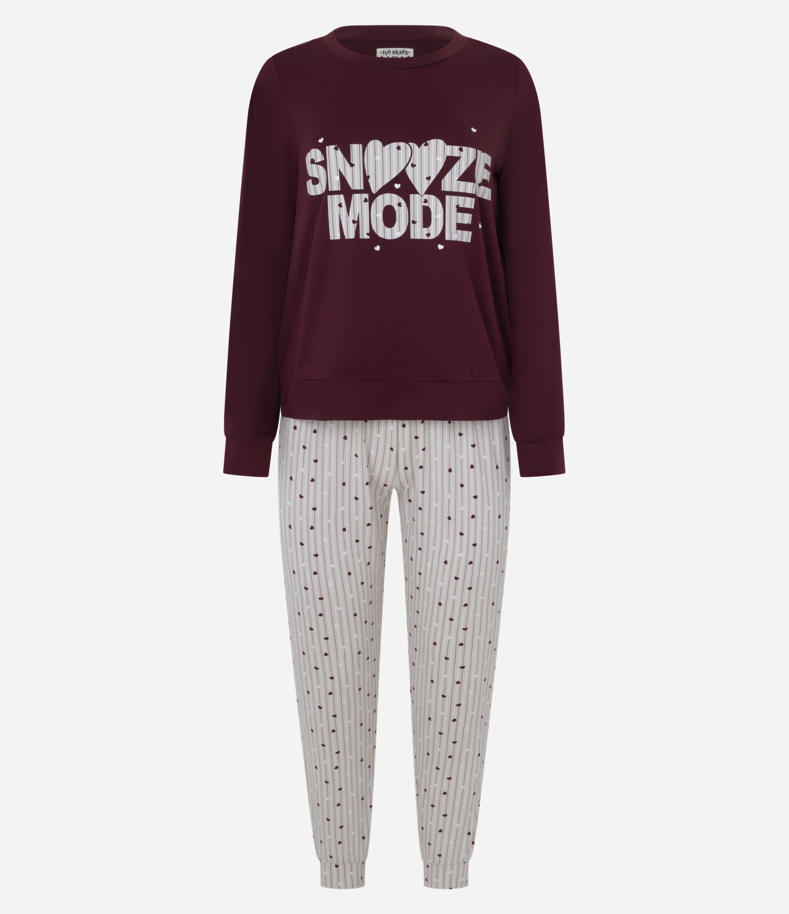 Pijama Longo em Peach Touch com Estampa Poá Vinho 4