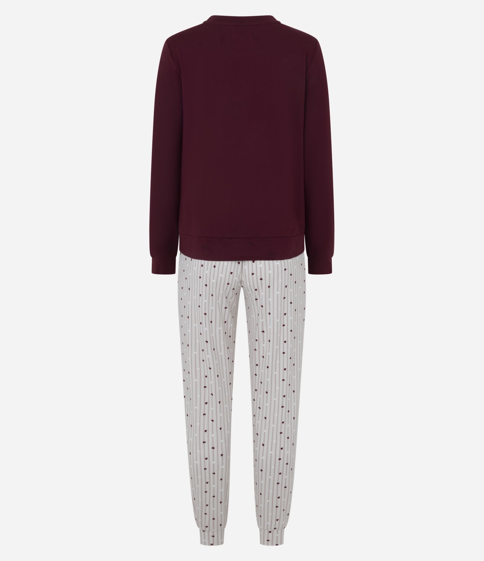 Pijama Longo em Peach Touch com Estampa Poá Vinho 5