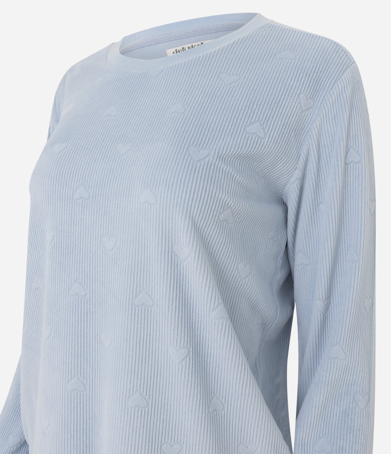 Pijama Longo em Plush com Textura de Corações Azul 2