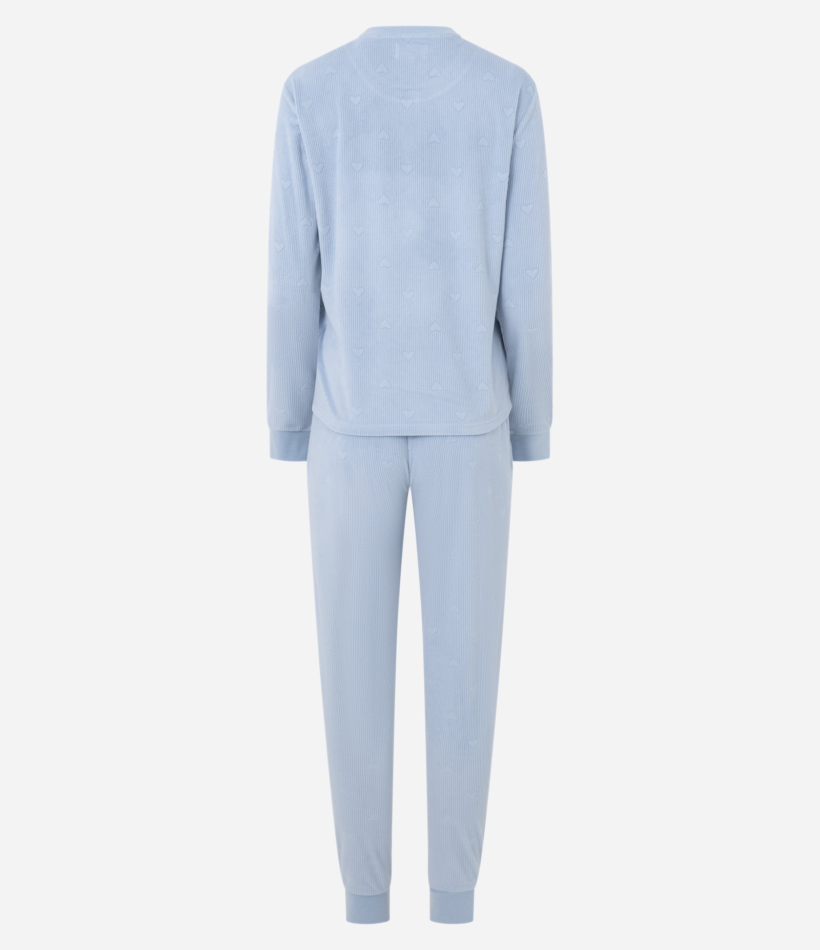 Pijama Longo em Plush com Textura de Corações Azul 3