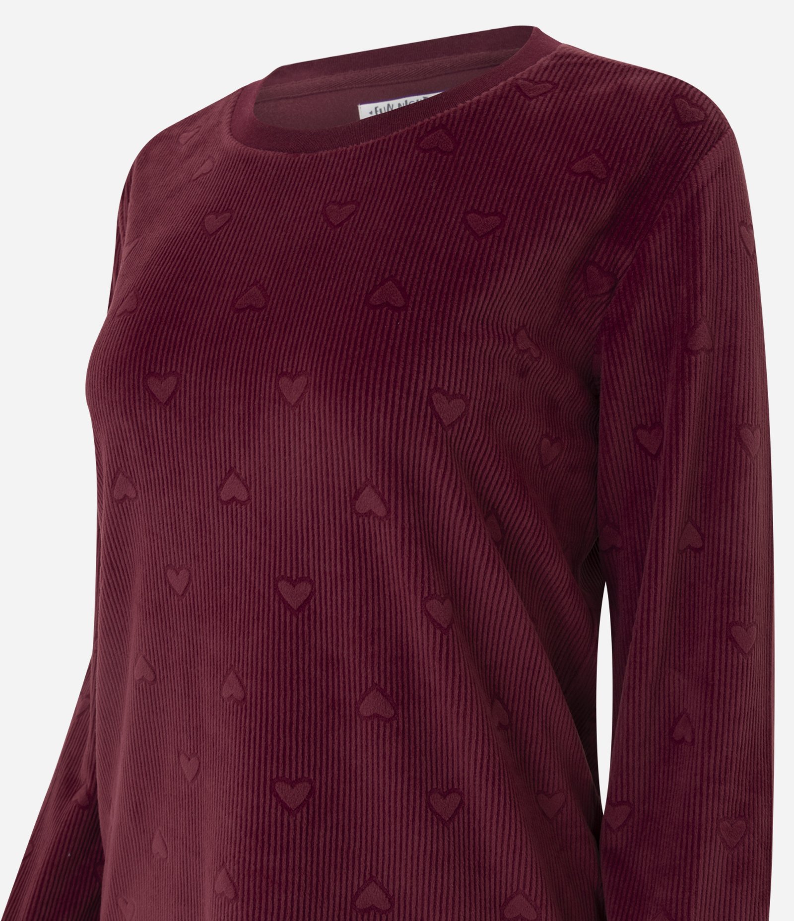 Pijama Longo em Plush com Textura de Corações e Canelado Vermelho 5