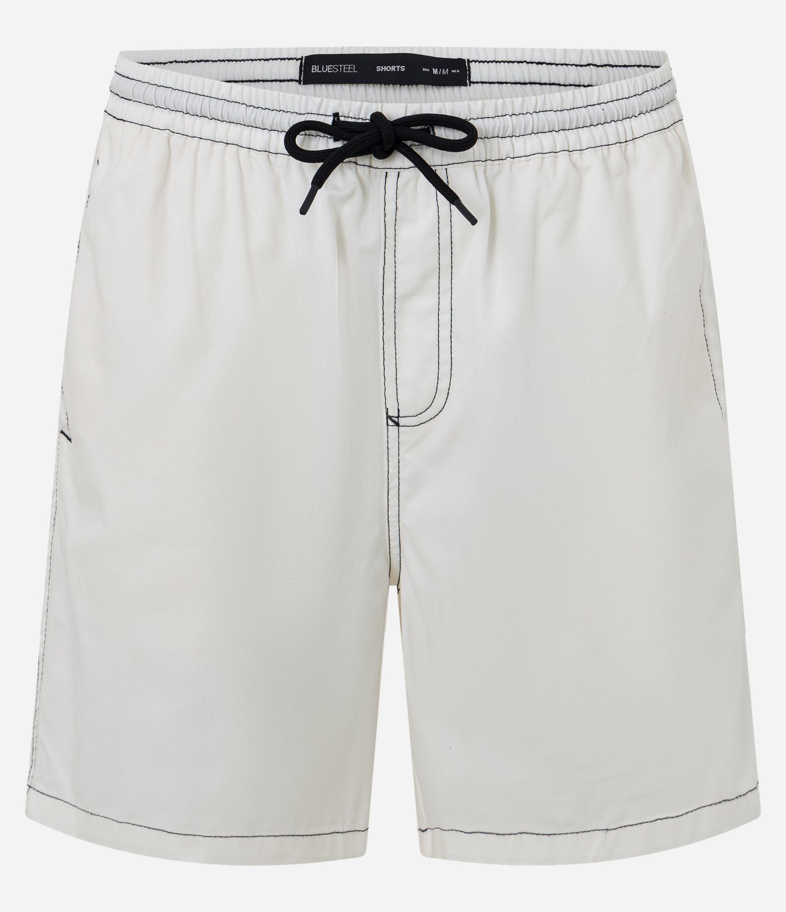 Bermuda em Sarja com Bolso e Cós Elástico Branco 6