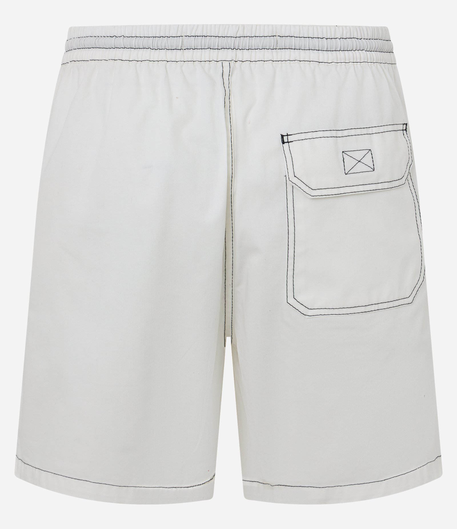 Bermuda em Sarja com Bolso e Cós Elástico Branco 7