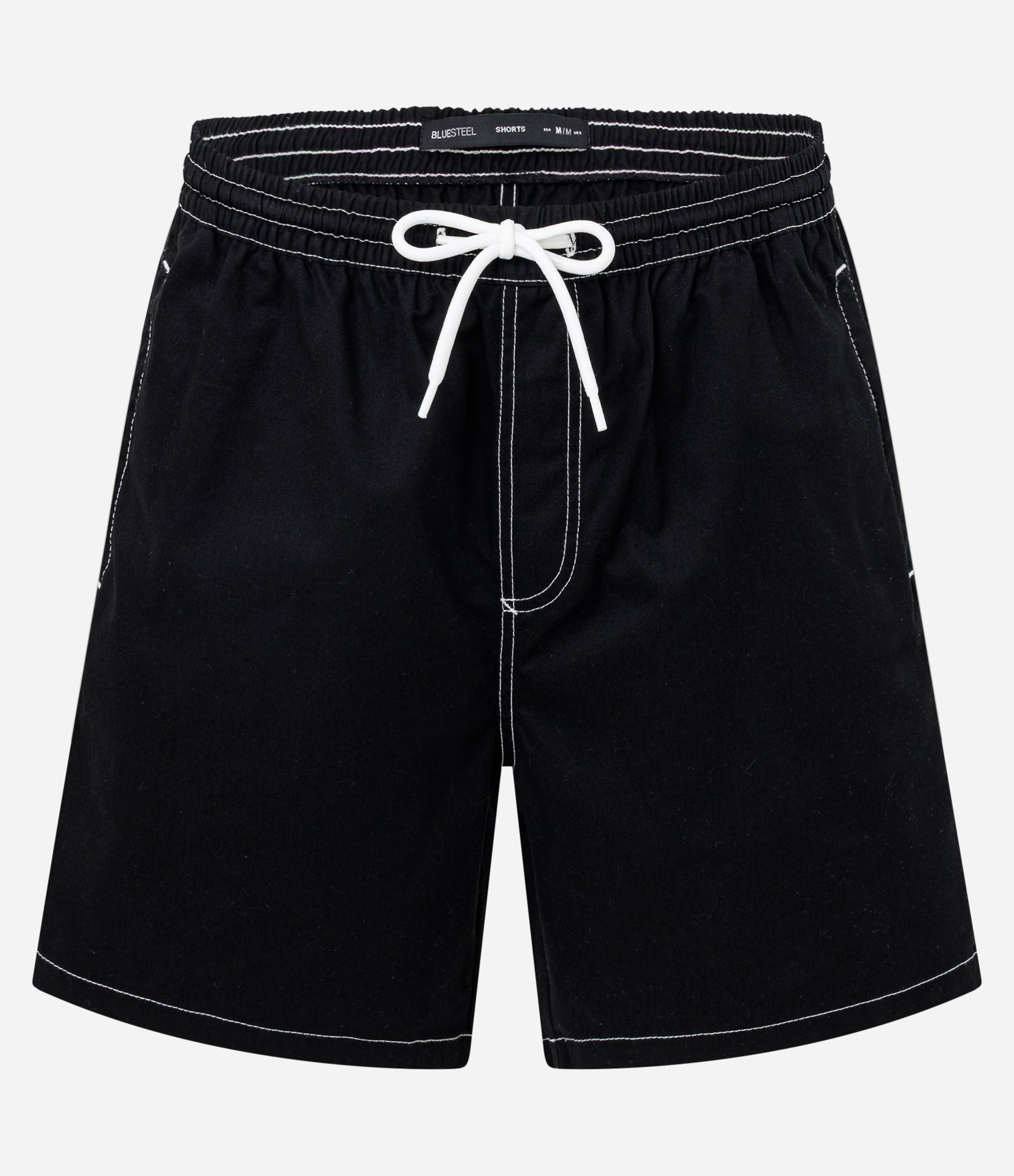 Bermuda em Sarja com Bolso e Cós Elástico Preto 1