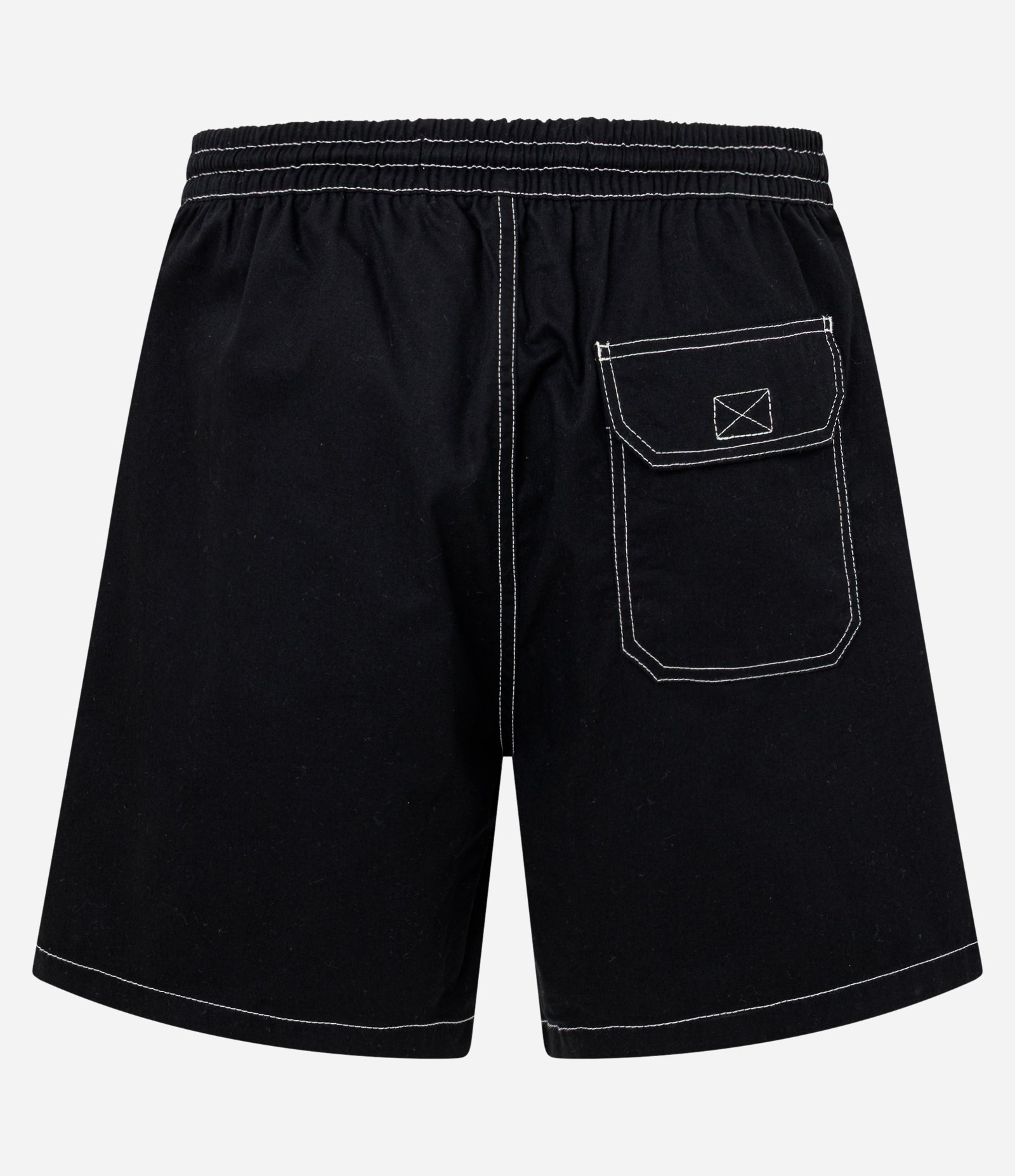 Bermuda em Sarja com Bolso e Cós Elástico Preto 2