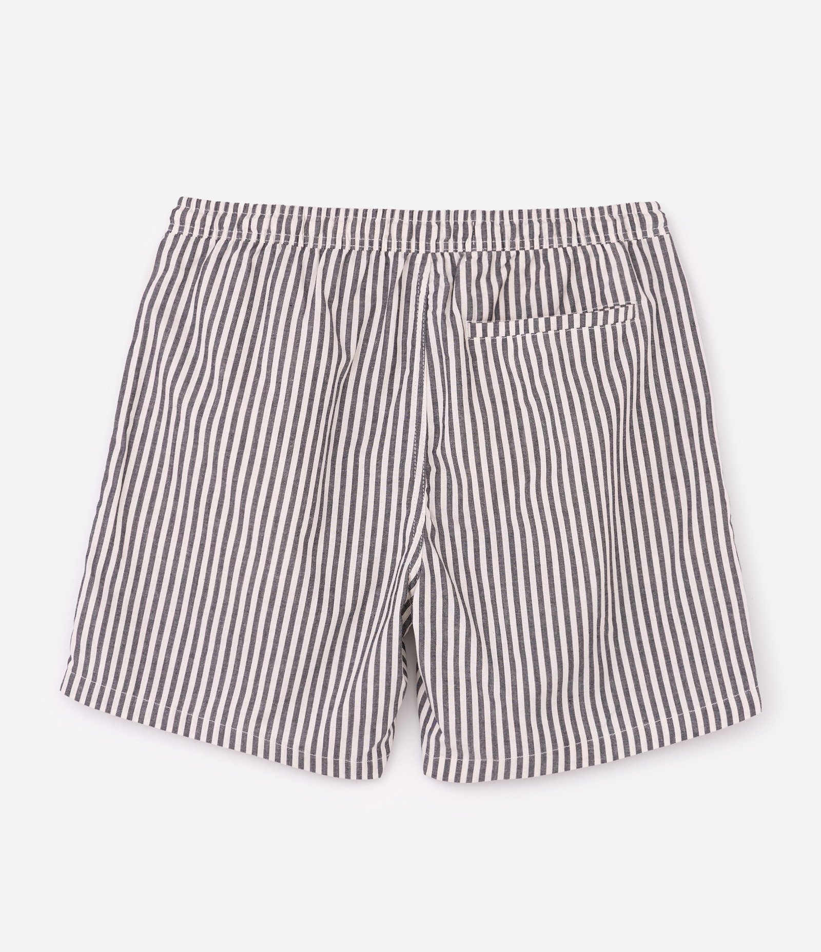 Bermuda em Sarja com Cós Elástico e Listras Preto 2