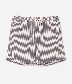 Bermuda em Sarja com Cós Elástico e Listras