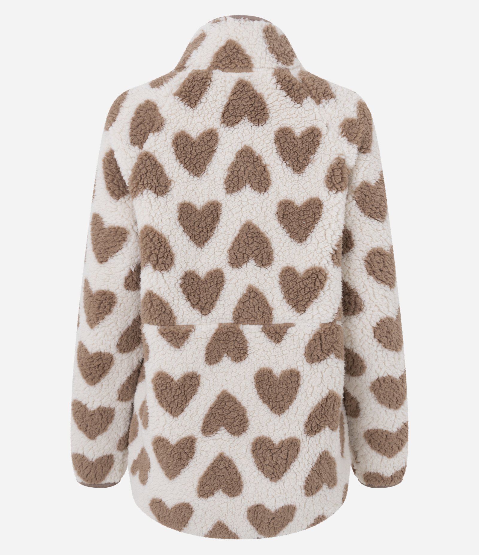 Robe em Sherpa com Zíper e Blocos de Cor Bege 3