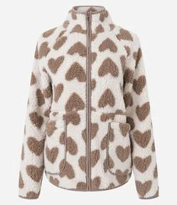 Robe em Sherpa com Zíper e Blocos de Cor